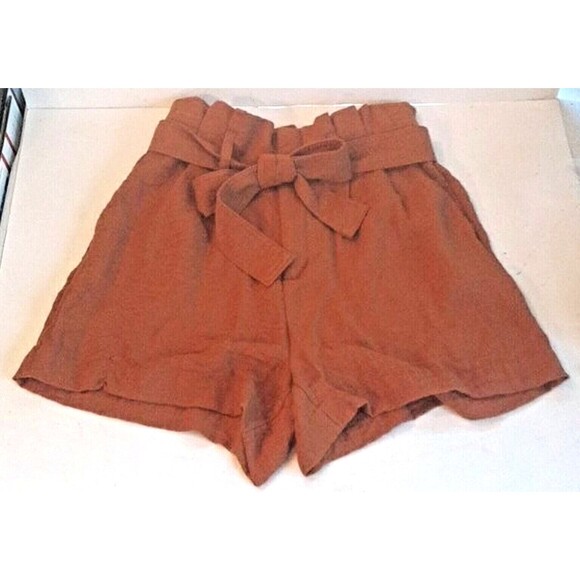 High Rise Paper Bag Waist Zip Tie Belt Blousy Shorts Medium Pockets a. new day - Picture 7 of 10